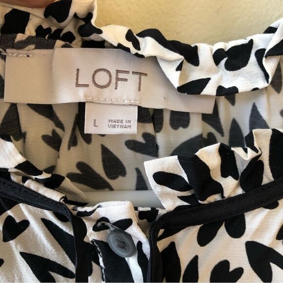 COPY - Loft Heart Ruffle Tie Neck Blouse - Picture 5 of 7